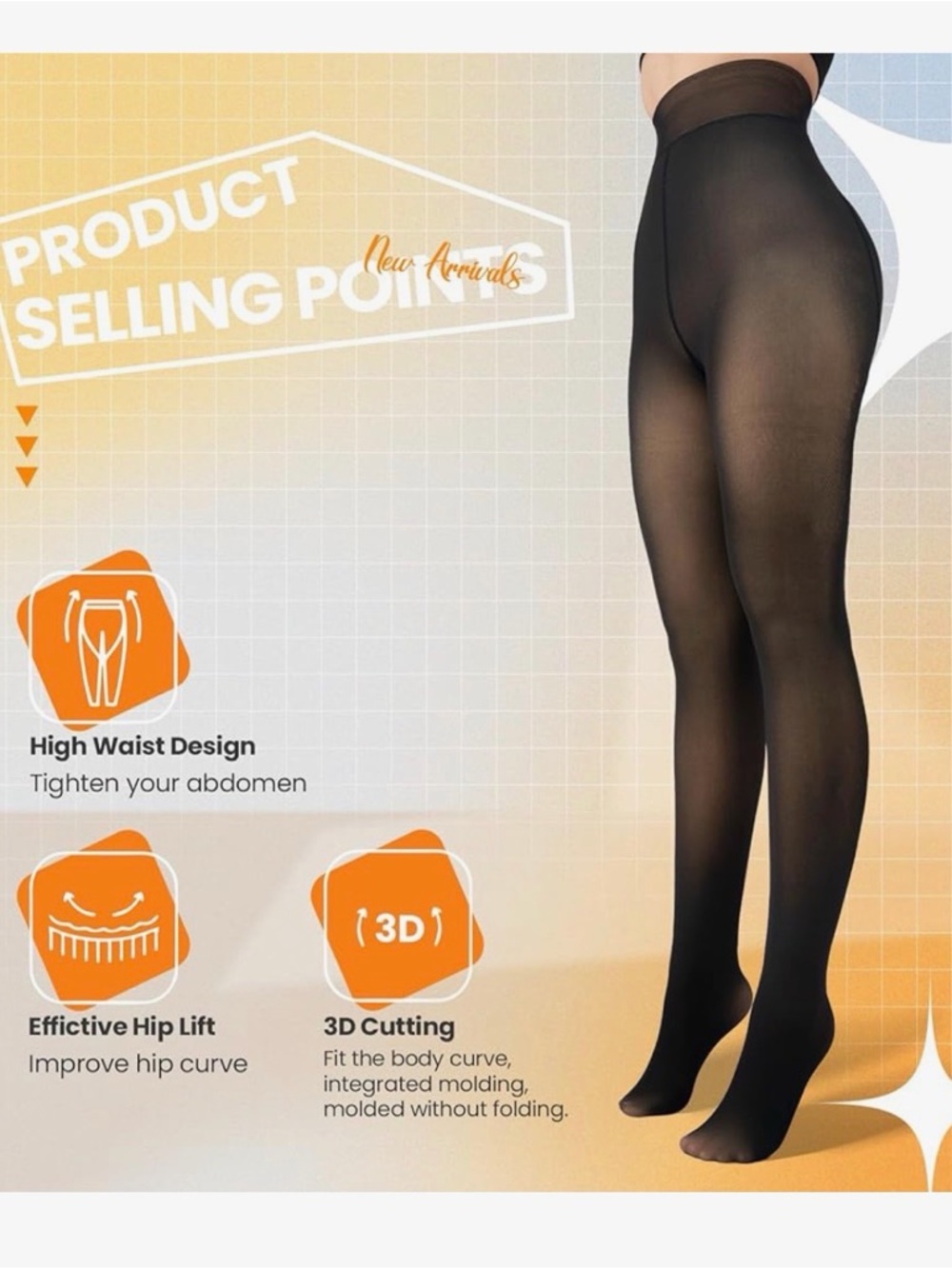 Black Sheer High-Waist fleece lined legging Tights